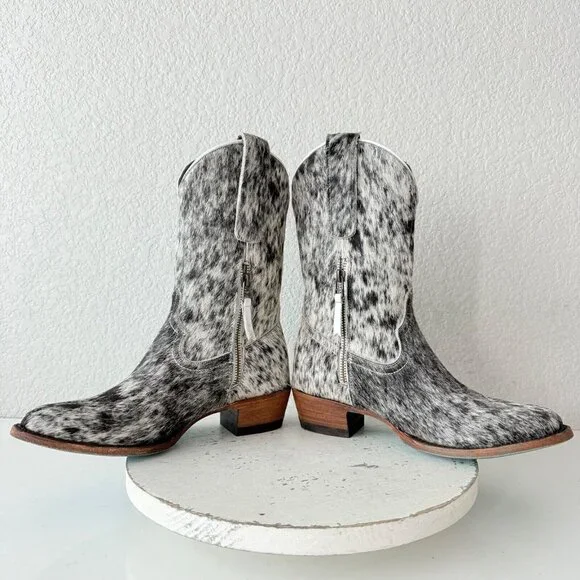 NEW Lane PLAIN JANE Hair on Hide Womens Cowboy Boots 7 Mid Calf Cowhide Western - Picture 7 of 11